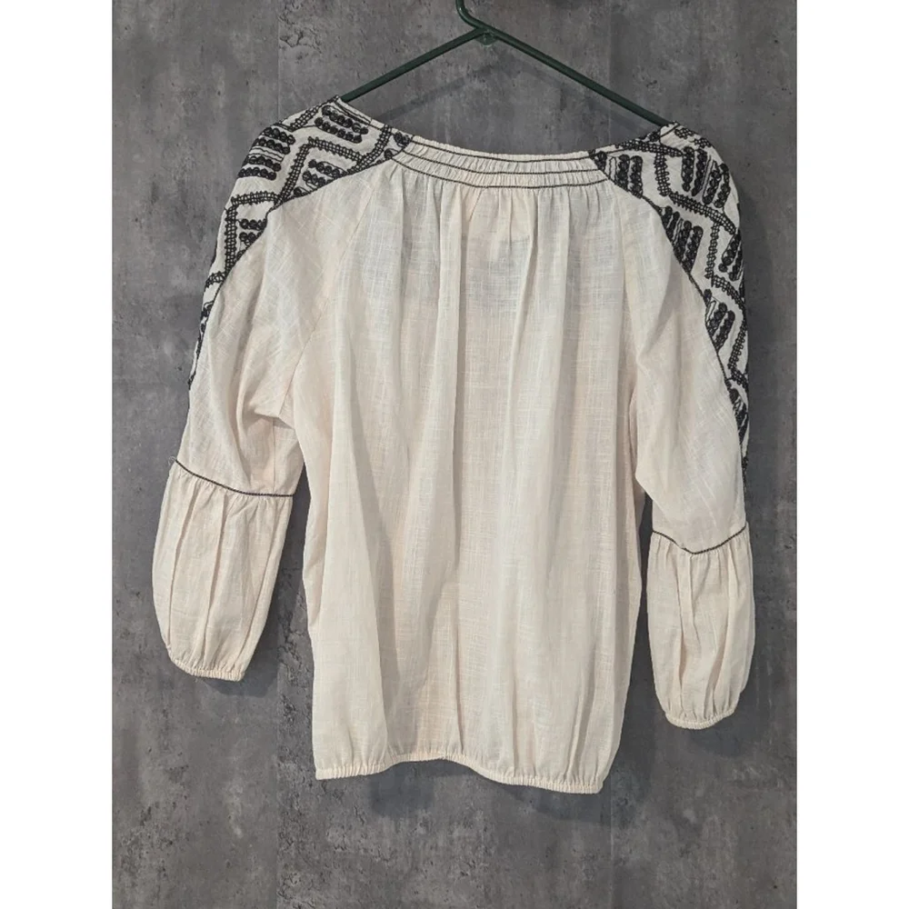 Women's Chelsea & Violet Blouse, Size L, White with Black Embroidery - Picture 6 of 6